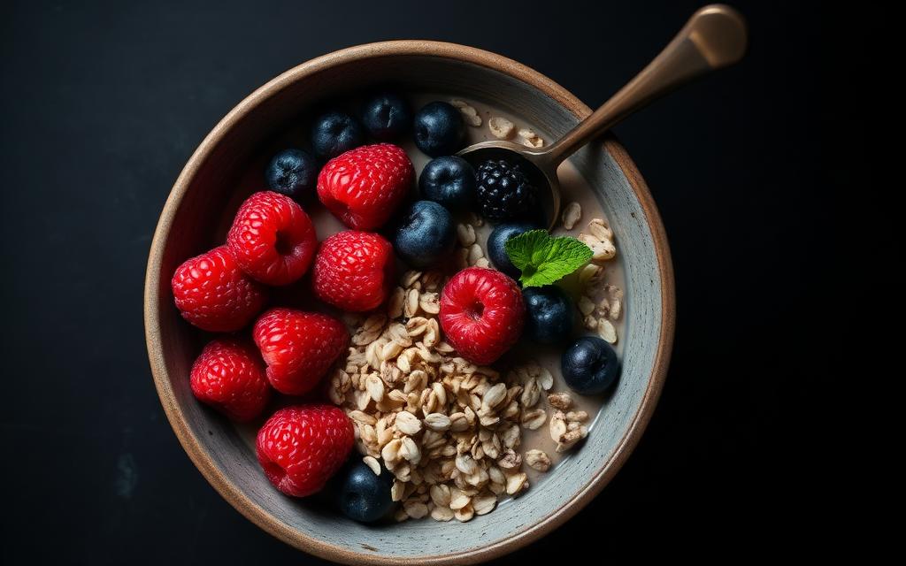 Breakfast bowl with berries and oats